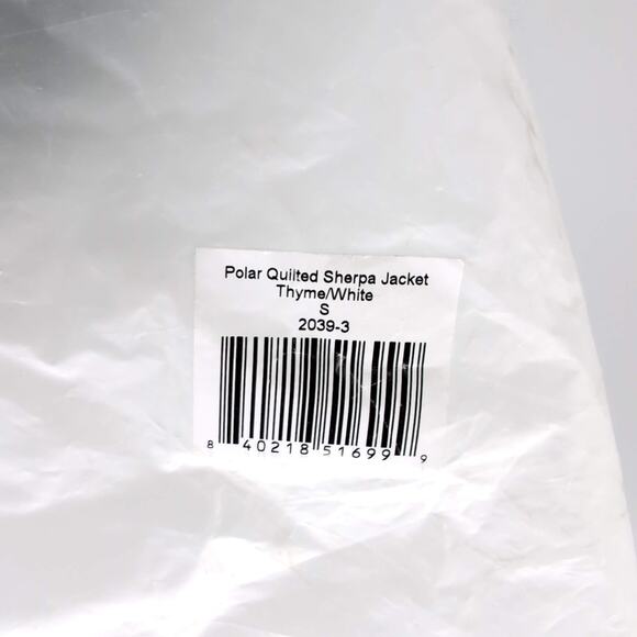 Fourlaps Polar Quilted Reversible Unisex Thyme/White Sherpa Jacket - Size S -NWT - Picture 15 of 15